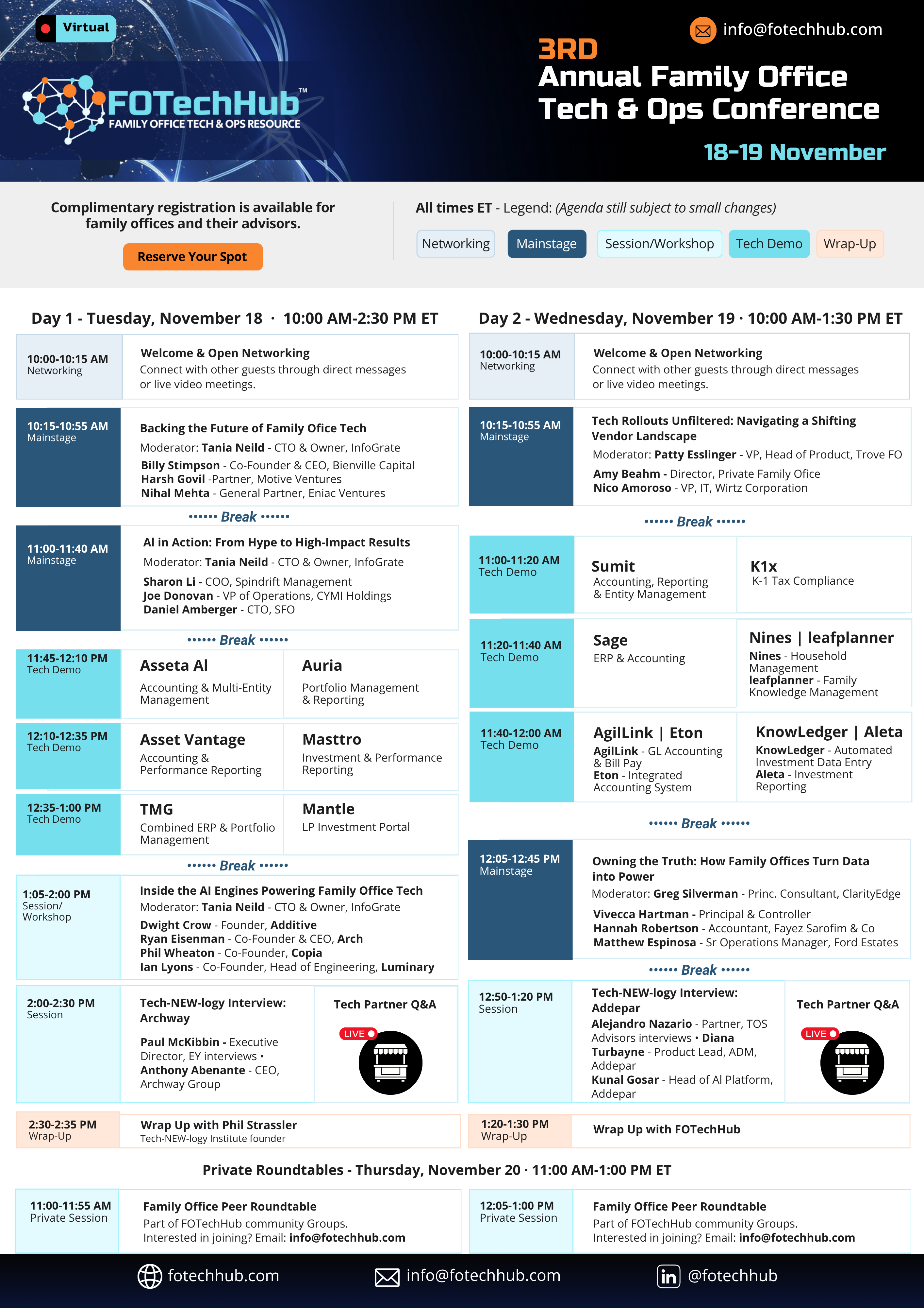 Conference Agenda (Days 1–2)